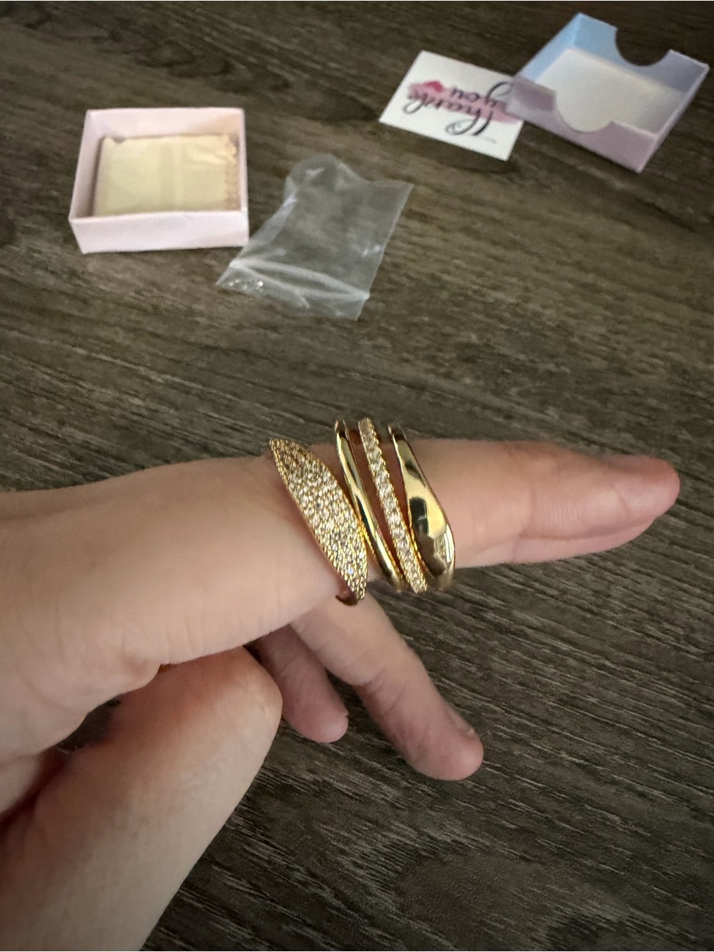 Elegant Gold 4 piece Crystal Ring set- Women Jewelry